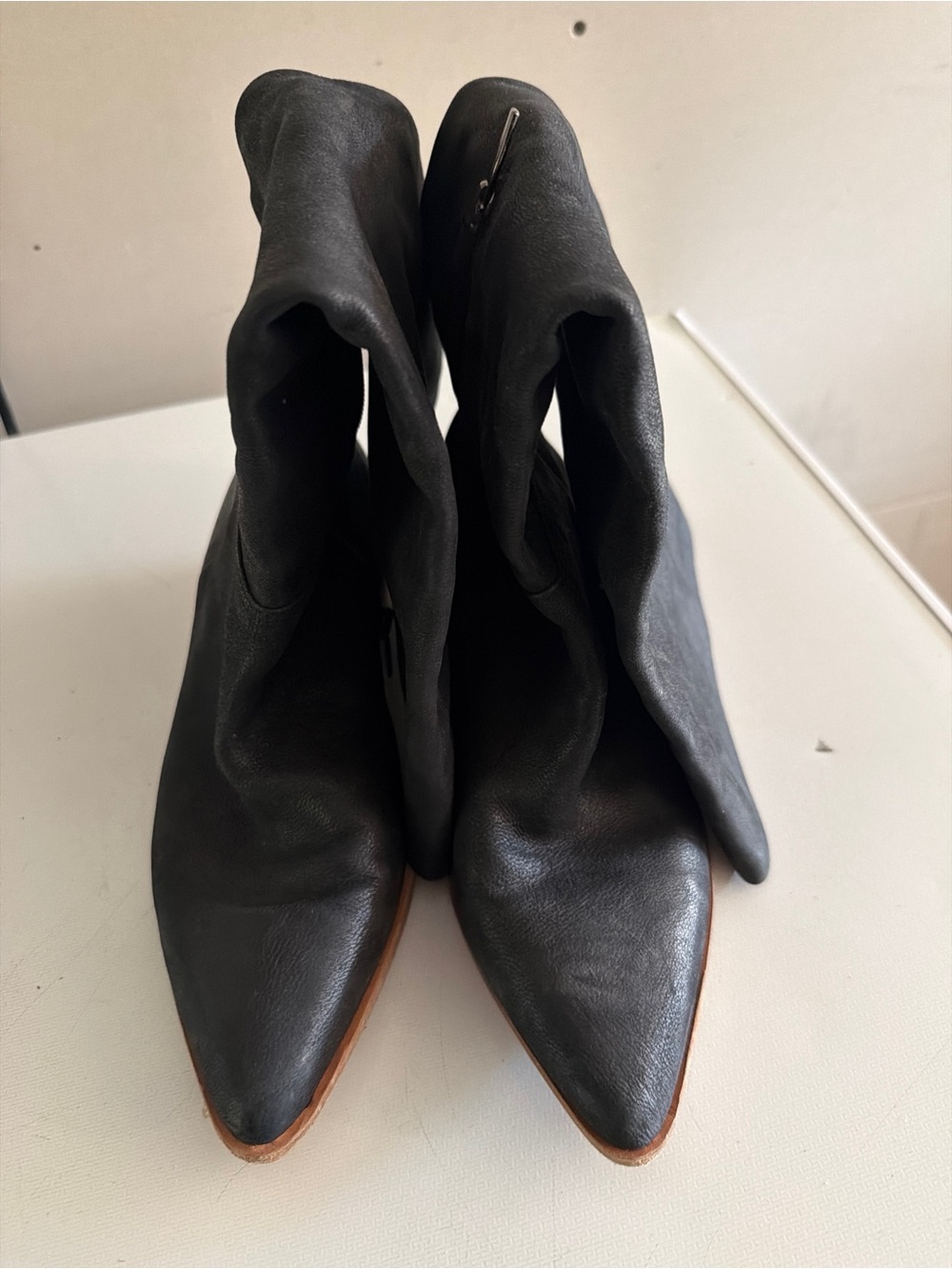 Vince Camuto Derica Leather Slouch Boots – Black – Size 9M / 40